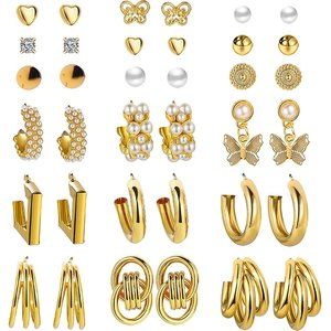 New 18 Earrings Set for Women Multipack, Boho Fashion Statement Stud Hoo…